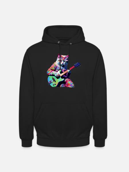 Cat playing guitar - Unisex Hoodie - black