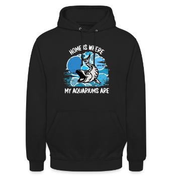 Aquarium Aquarists Fish Ornamental fish Aquaristics - Unisex Hoodie - black - Front - Alina (178cm) & Michal (187cm)