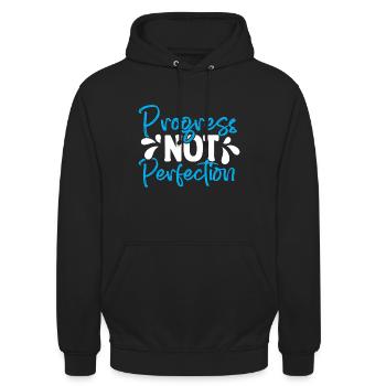 Le progrès au lieu de la perfection L’amour de soi - Sweat-shirt à capuche unisexe - noir - Devant - Alina (178cm) & Michal (187cm)