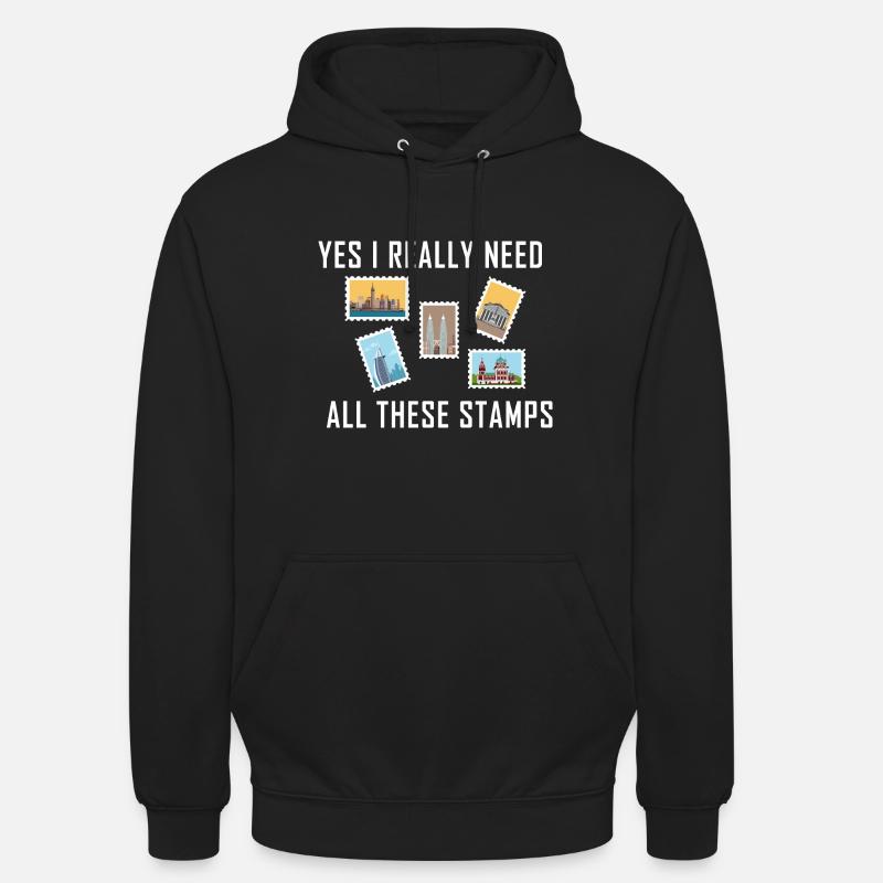 Collectionner les timbres - Sweat-shirt à capuche unisexe - noir