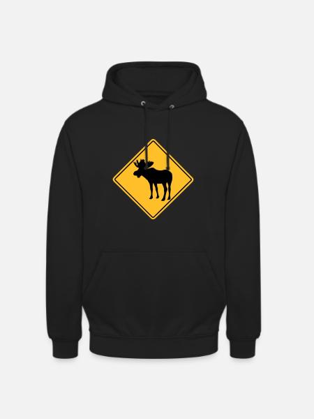 Moose Road Sign - Unisex Hoodie - Schwarz