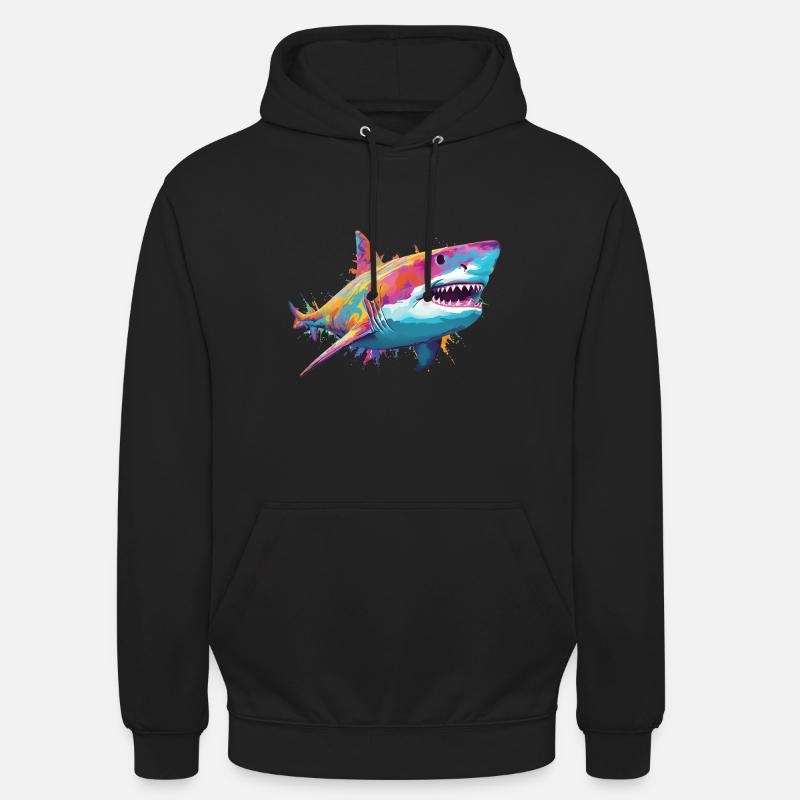 Requin - Sweat-shirt à capuche unisexe - noir