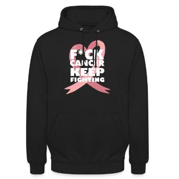 fuck cancer keep fighting besiegen brustkrebs rosa - Unisex Hoodie - Schwarz - Vorne - Alina (178cm) & Michal (187cm)