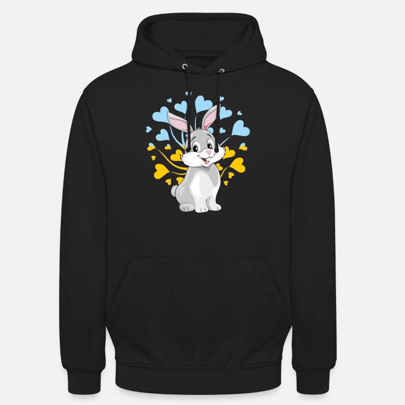 Lapin joyeux et souriant - Sweat-shirt à capuche unisexe - noir