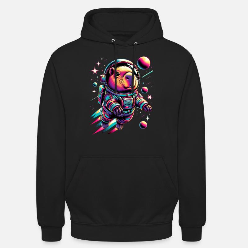 Capybaras Mignon Capybara Astronaute - Sweat-shirt à capuche unisexe - noir