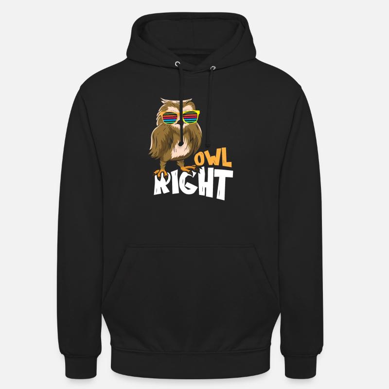 Chouette à droite - Sweat-shirt à capuche unisexe - noir