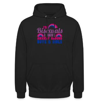Bisexueller LGBT Homosexuell Stolz Geschenk - Unisex Hoodie - Schwarz - Vorne - Alina (178cm) & Michal (187cm)