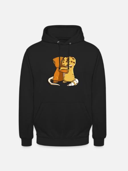 Leopardgecko umarmt Kronengecko - Unisex Hoodie - Schwarz