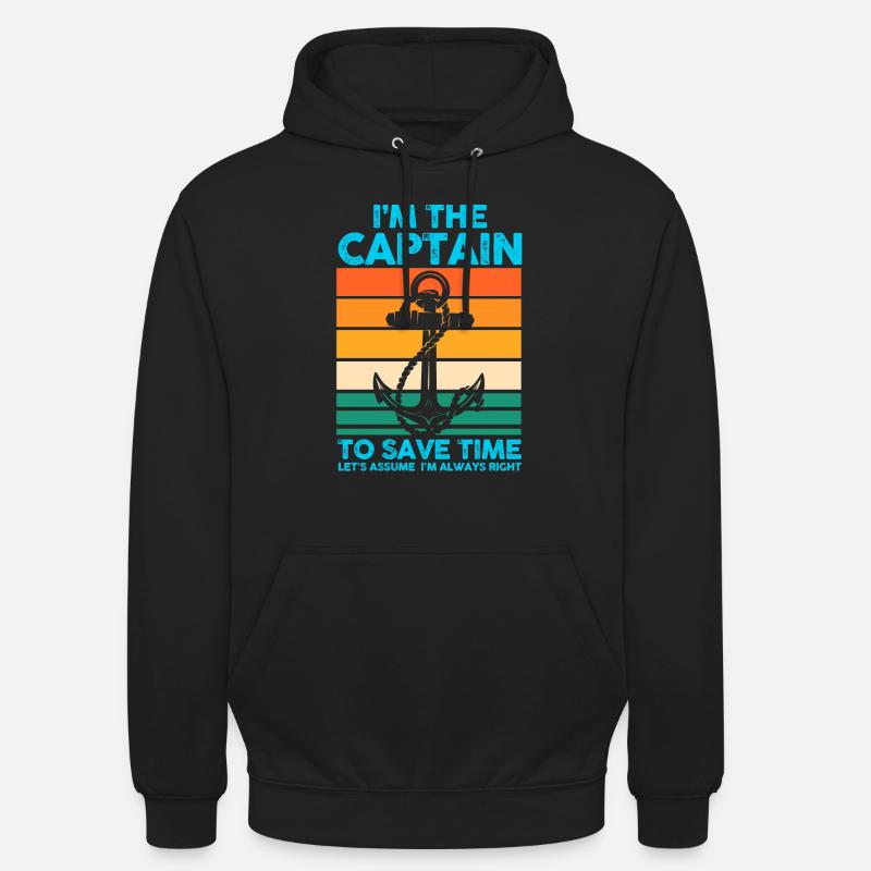 Captain Boat Captains Cadeau - Sweat-shirt à capuche unisexe - noir
