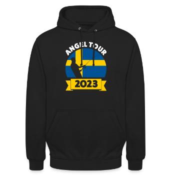 Schwedisch Angler Angeln Schweden Geschenk - Unisex Hoodie - Schwarz - Vorne - Alina (178cm) & Michal (187cm)