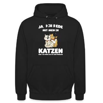 Katze Tier Katzen Geschenk - Unisex Hoodie - Schwarz - Vorne - Alina (178cm) & Michal (187cm)