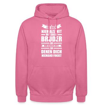 Bruder Geschwister Brüder Geschenk - Unisex Hoodie - Pink - Vorne - Alina (178cm) & Michal (187cm)