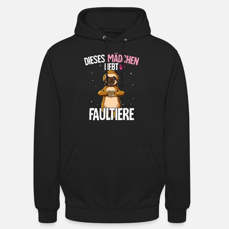 Faultier Mädchen - Unisex Hoodie - Schwarz