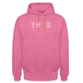 Eat Sleep Catch Frogs Repeat Toad Tadpole - Unisex Hoodie - pink - Front - Alina (178cm) & Michal (187cm)