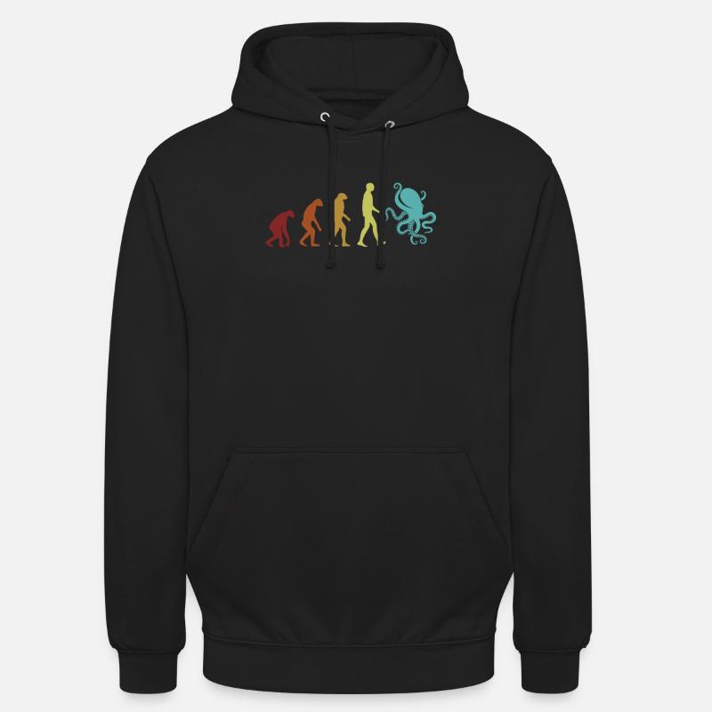 Octopus Evolution Octopodes Octopoda Cephalopoda - Sweat-shirt à capuche unisexe - noir