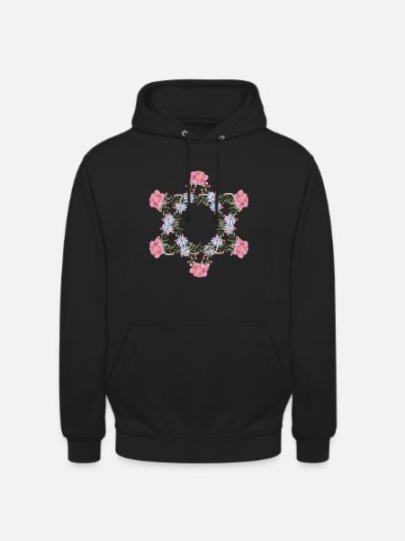Jüdischer Davidstern Blumen - Unisex Hoodie - Schwarz