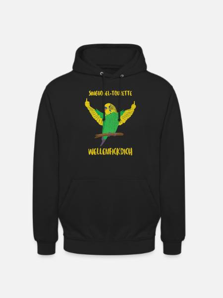 Canary Budgerigar Wave Tick - Unisex Hoodie - black