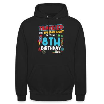 8. Anniversaire - Anniversaire de la science - Sweat-shirt à capuche unisexe - noir - Devant - Alina (178cm) & Michal (187cm)