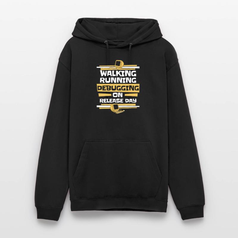 Walking Running Debugging Release Day Coder Unisex Hoodie