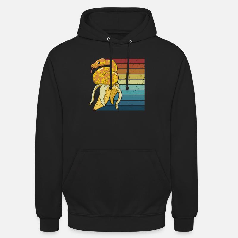 Retro Python Schlange Schuppenkriechtiere Banana - Unisex Hoodie - Schwarz