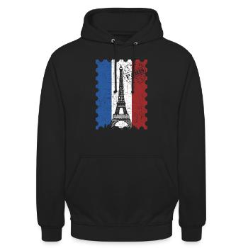 Parisian stamp French tour guide - Unisex Hoodie - black - Front - Alina (178cm) & Michal (187cm)