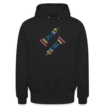 Großmeisterin Dame Spieler Professionelles Schach - Unisex Hoodie - Schwarz - Vorne - Alina (178cm) & Michal (187cm)