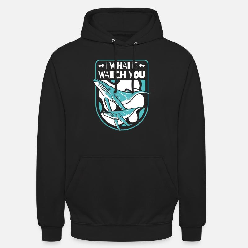 Ich beobachte dich Blauer Beluga-Cachalot-Wal - Unisex Hoodie - Schwarz