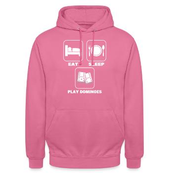 Eat Sleep Play Dominoes Dominoe -Spieler - Unisex Hoodie - Pink - Vorne - Alina (178cm) & Michal (187cm)