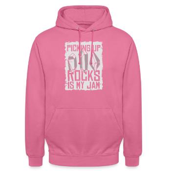 Ramasser des roches est mon minéral de géologue de confiture - Sweat-shirt à capuche unisexe - rose - Devant - Alina (178cm) & Michal (187cm)