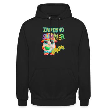 Inferno Summer Bruh ! - Conception de gnome amusante - Sweat-shirt à capuche unisexe - noir - Devant - Alina (178cm) & Michal (187cm)