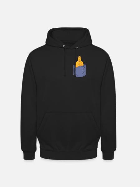 Buddhismus Brusttasche Buddhistische Symbolstatue - Unisex Hoodie - Schwarz
