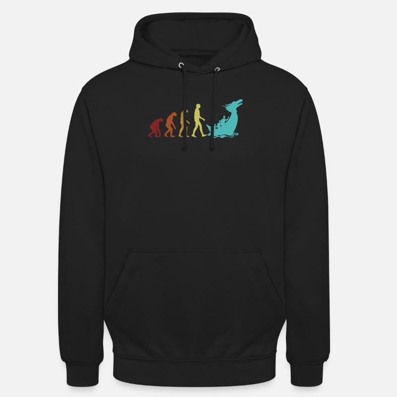 Dragon Boat Evolution Perkusista Zespół Wioślarz Miłośnik Wioślarza - Bluza z kapturem typu unisex - czarny