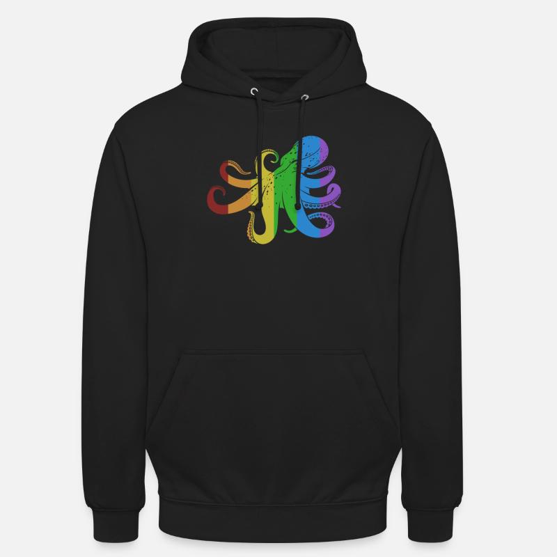 Pieuvre LGBT Arc-en-ciel Octopodes Octopoda - Sweat-shirt à capuche unisexe - noir