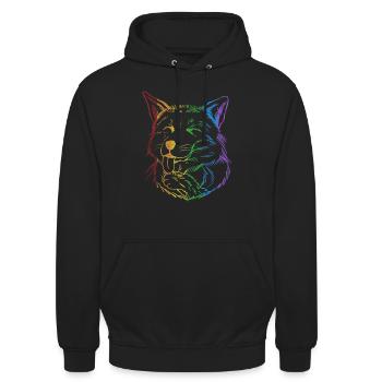 Fox LGBT Rainbow Caninae Red Fox Canidae Fox - Unisex Hoodie - black - Front - Alina (178cm) & Michal (187cm)