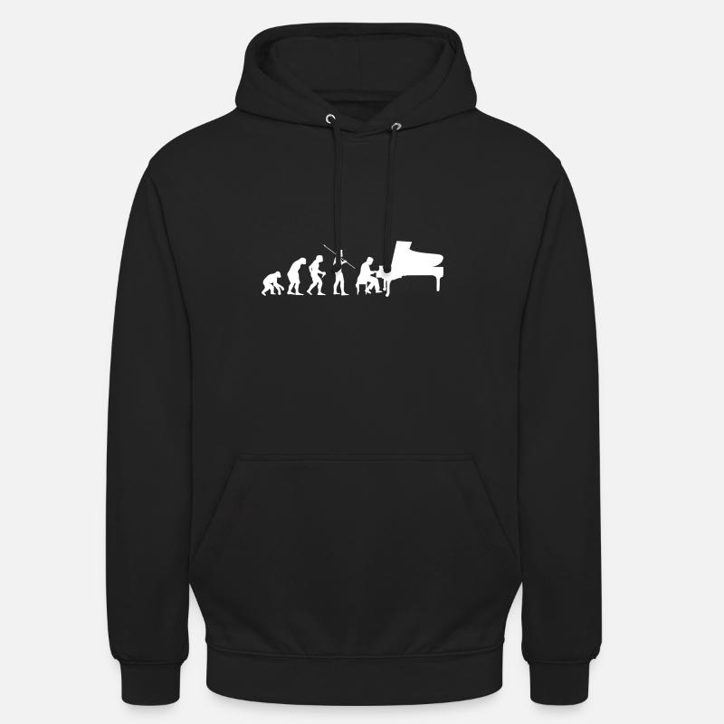 Pianiste Evolution drôle - Sweat-shirt à capuche unisexe - noir