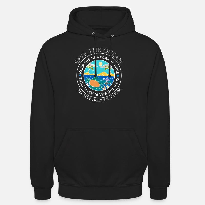 Save the ocean plastic ocean plastic gift - Unisex Hoodie - black