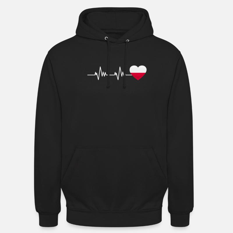 Drapeau drapeau coeur Pologne - Sweat-shirt à capuche unisexe - noir