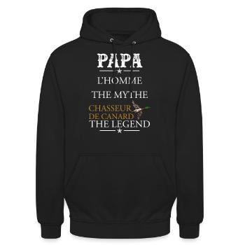 Papa chasseur de canard l'homme - Sweat-shirt à capuche unisexe - noir - Devant - Alina (178cm) & Michal (187cm)
