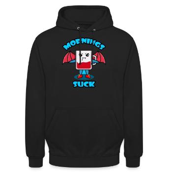 Mornings Suck Graphic - Unisex Hoodie - black - Front - Alina (178cm) & Michal (187cm)
