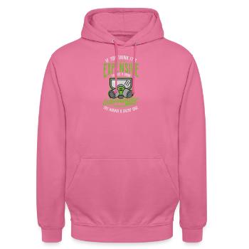 Bug Exterminator You Think It's Expensive - Unisex Hoodie - pink - Front - Alina (178cm) & Michal (187cm)