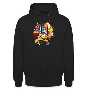 Spanien Fußball - Unisex Hoodie - Schwarz - Vorne - Alina (178cm) & Michal (187cm)