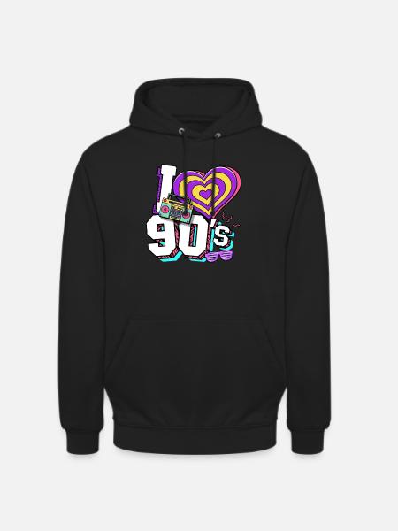 90-talet jag älskar 90-talet - Luvtröja unisex - svart