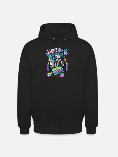 90'erne Jeg elsker 90'erne - Hættetrøje unisex - sort