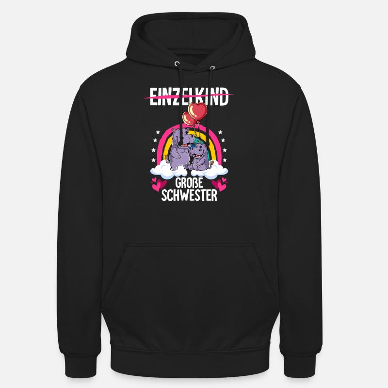 Ich werde Große Schwester Nilpferde - Unisex Hoodie - Schwarz