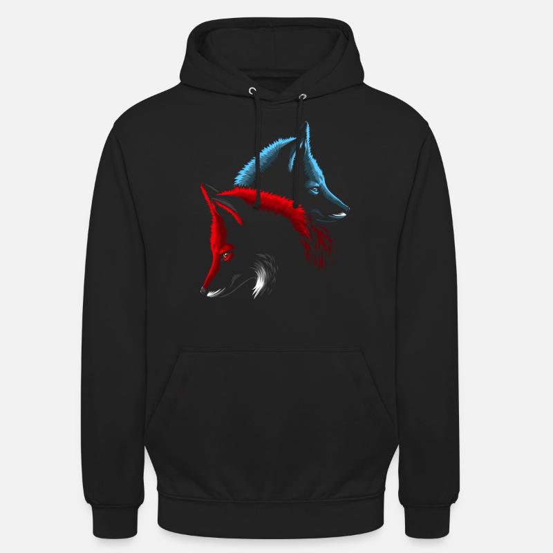 Renards roux et bleus - Sweat-shirt à capuche unisexe - noir