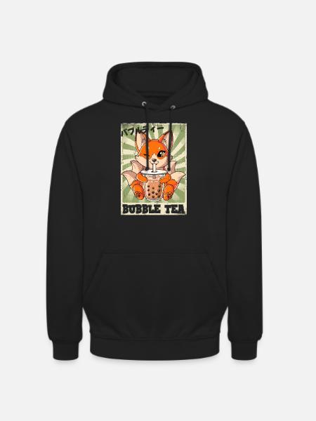 Boba Tea Kitsune Bubble Tea - Unisex Hoodie - black