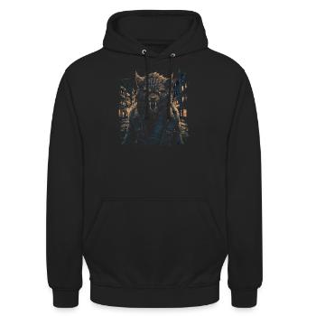 Dog Wolf Werewolf Cerberus Hellhound myth - Unisex Hoodie - black - Front - Alina (178cm) & Michal (187cm)