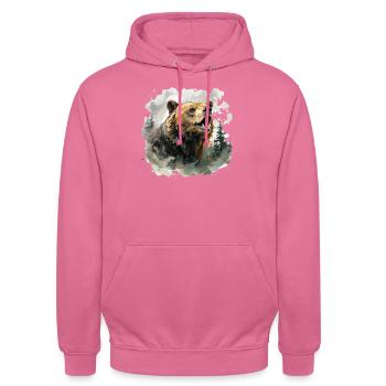 Ours, nature, environnement, protection de - Sweat-shirt à capuche unisexe - rose - Devant - Alina (178cm) & Michal (187cm)