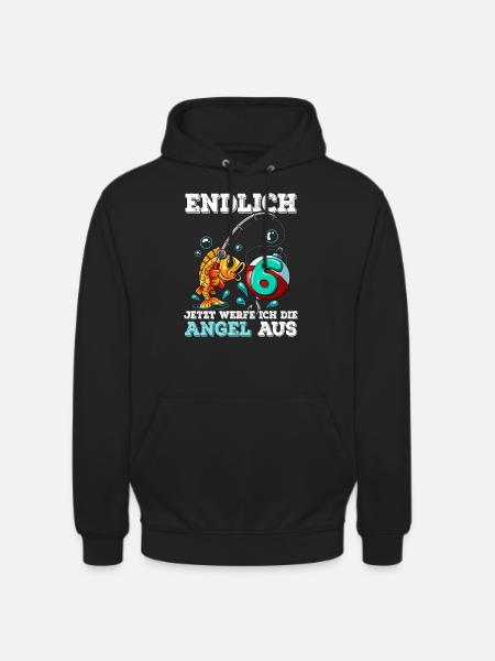 6 Birthday Angler Fishing - Unisex Hoodie - black