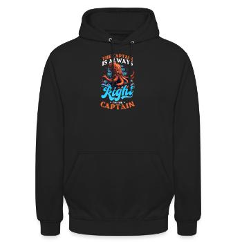 Bootskapitän hat immer Recht, ich bin Kapitän - Unisex Hoodie - Schwarz - Vorne - Alina (178cm) & Michal (187cm)